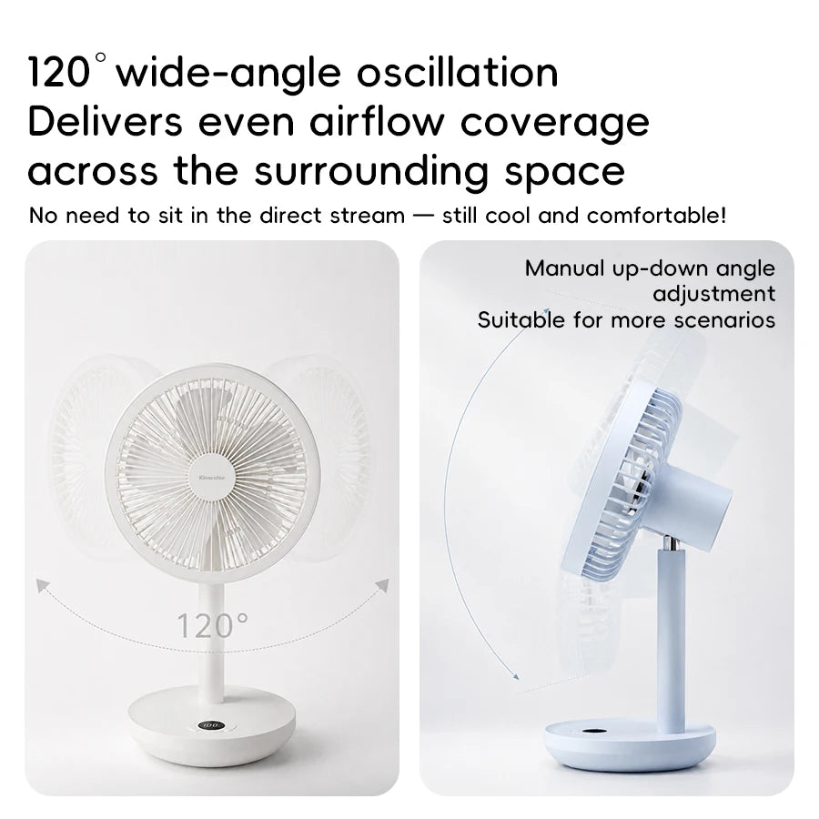 Rechargeable Oscillating Desk Fan with Five Speeds