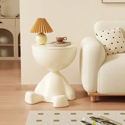 Round Corner Coffee Table – Cream Modern Living Room Table