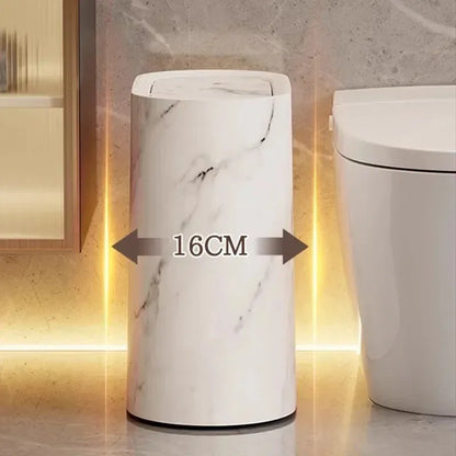 Bathroom Trash Can – Nordic Marble Texture Press-Type Bin