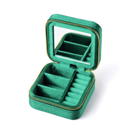 Velvet Ring and Jewelry Box with Flip Lid, with or without Mirror