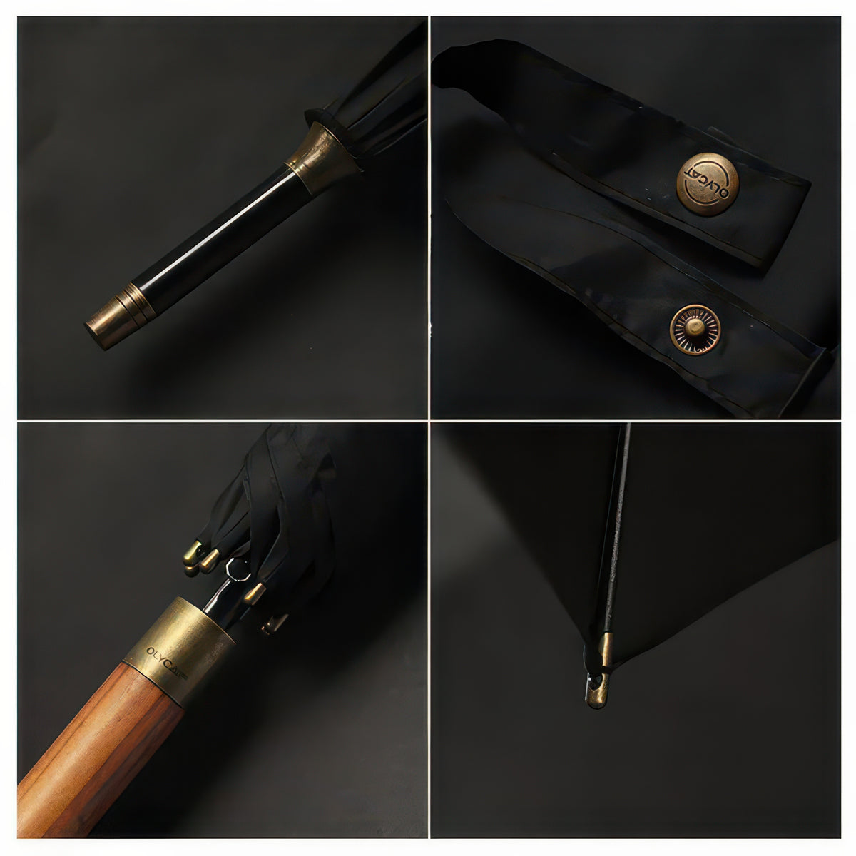 Wooden Long Handle Golf Umbrella with Windproof Fiberglass Frame, 114cm Diameter