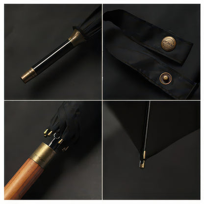 Wooden Long Handle Golf Umbrella with Windproof Fiberglass Frame, 114cm Diameter