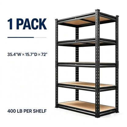 Adjustable Storage Rack - 5-Tier Metal Utility Shelving