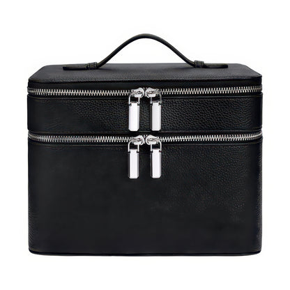 Double-Layer PU Makeup and Skincare Storage Box with Zipper
