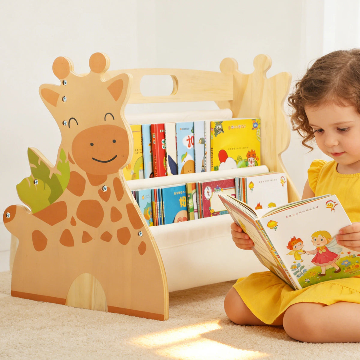 Baby Bookshelf - 2 Tier Montessori Wood Book Rack