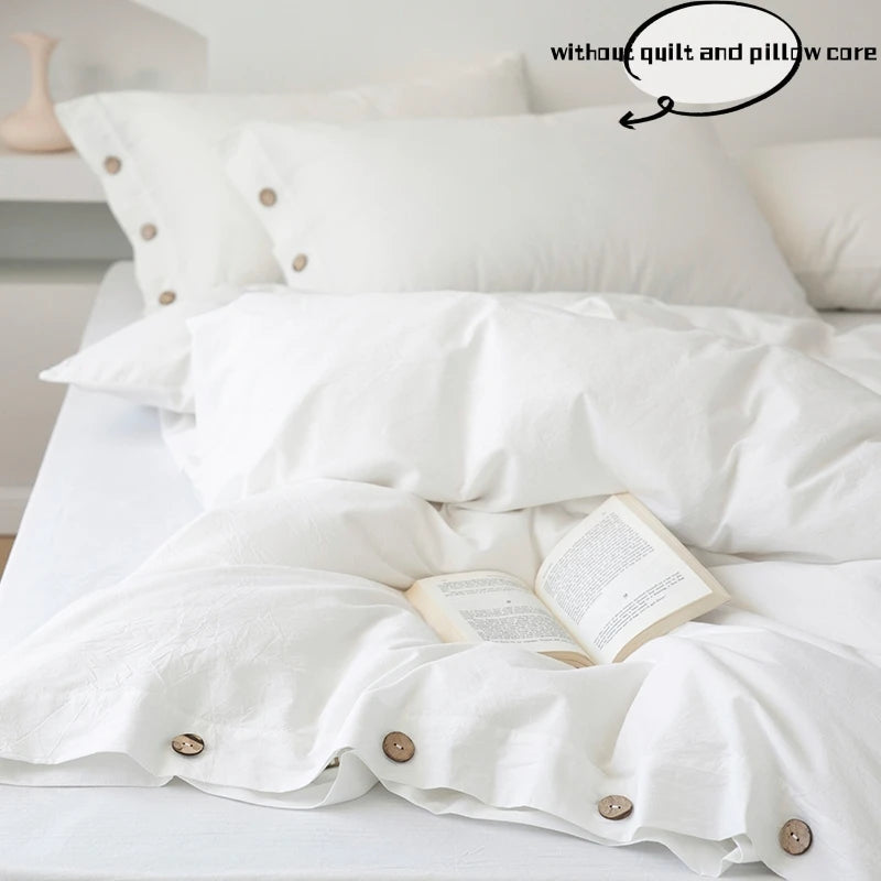 Cotton Duvet Cover Set – 3pcs Solid Twist King Size Bedding