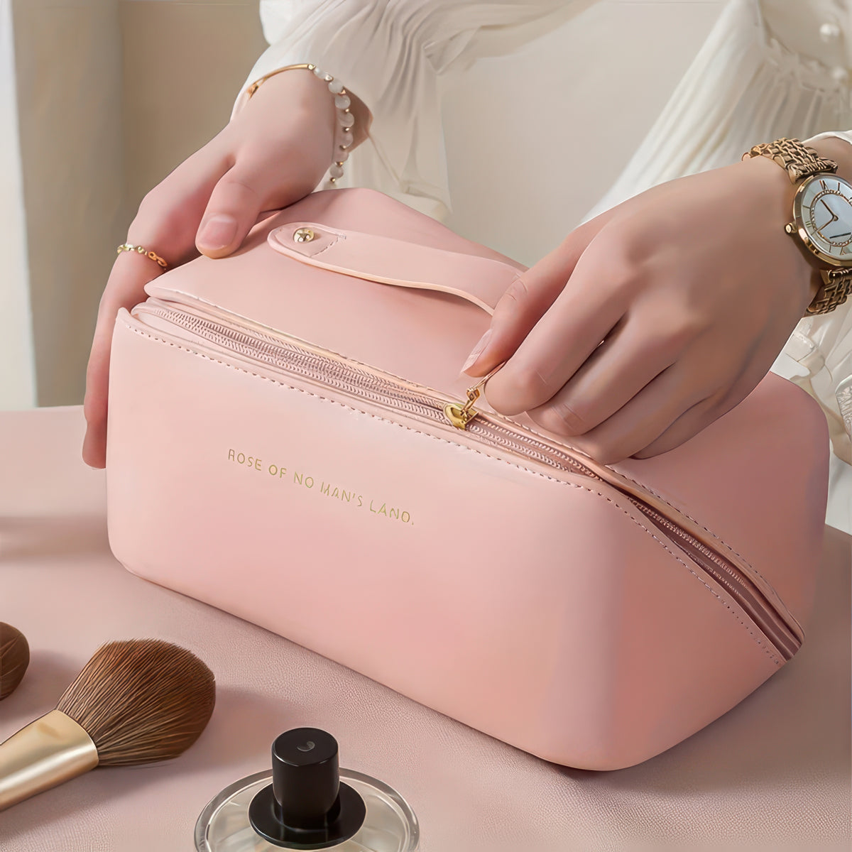 Zippered Makeup Organizer Bag for Travel and Daily Use