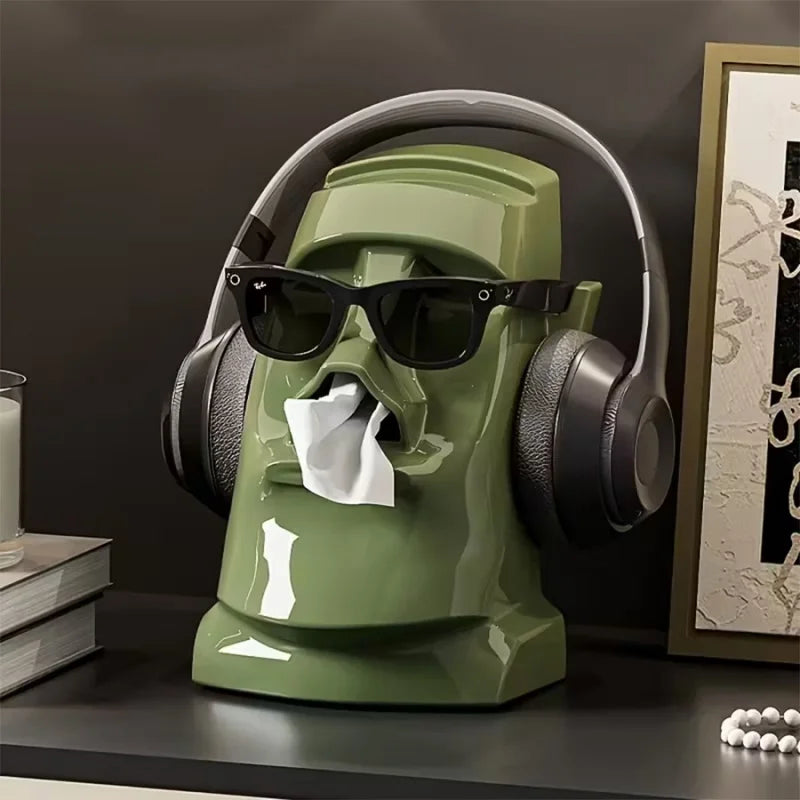 Tissue Box Organizer – Creative Stone Figure Desktop Storage