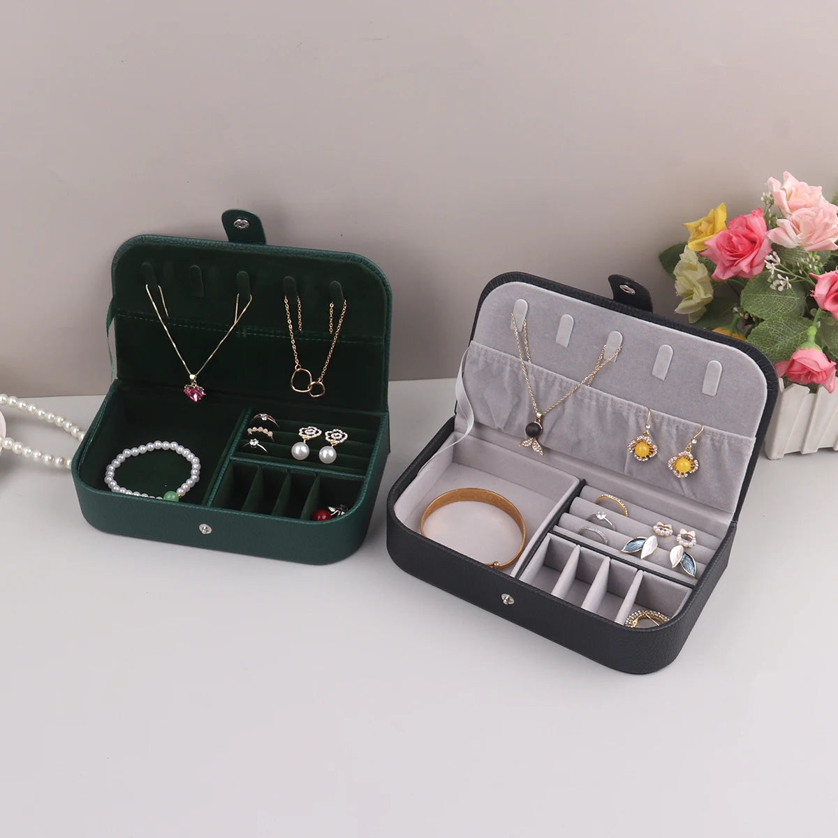 Travel Jewelry Box – Portable Leather Organizer Case