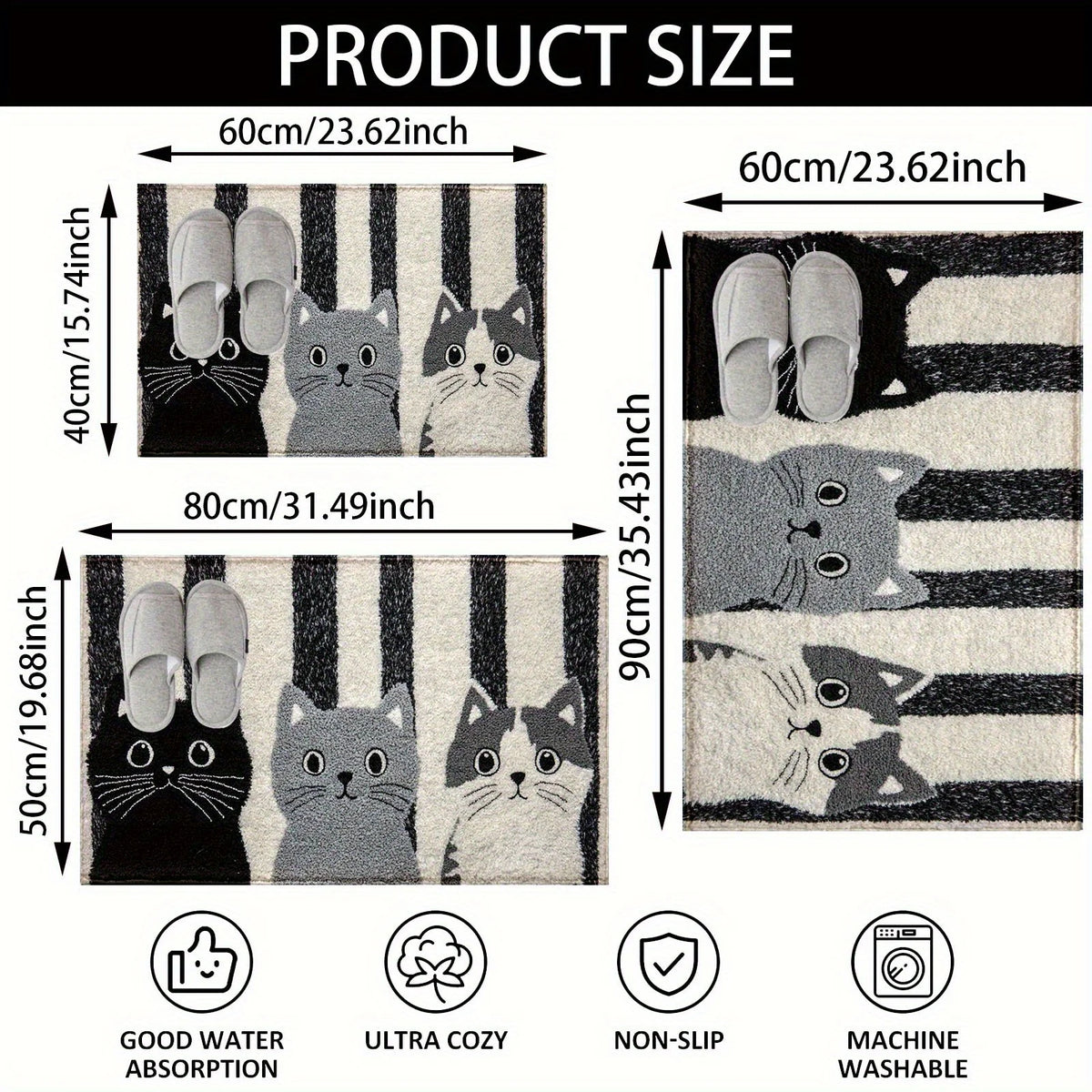 Cat Print Doormat - Waterproof Soft Floor Rug