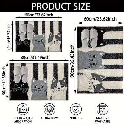 Cat Print Doormat - Waterproof Soft Floor Rug
