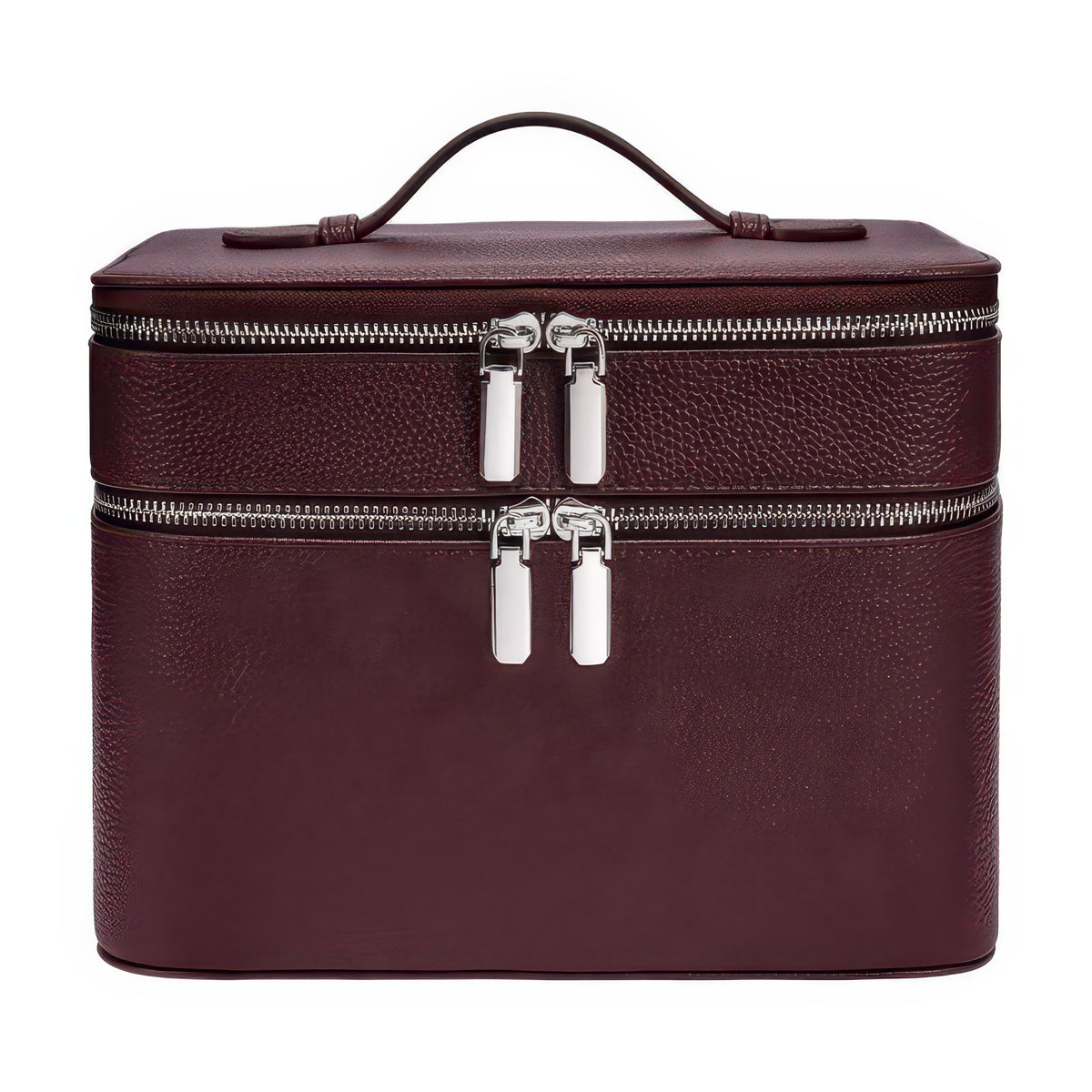 Double-Layer PU Makeup and Skincare Storage Box with Zipper