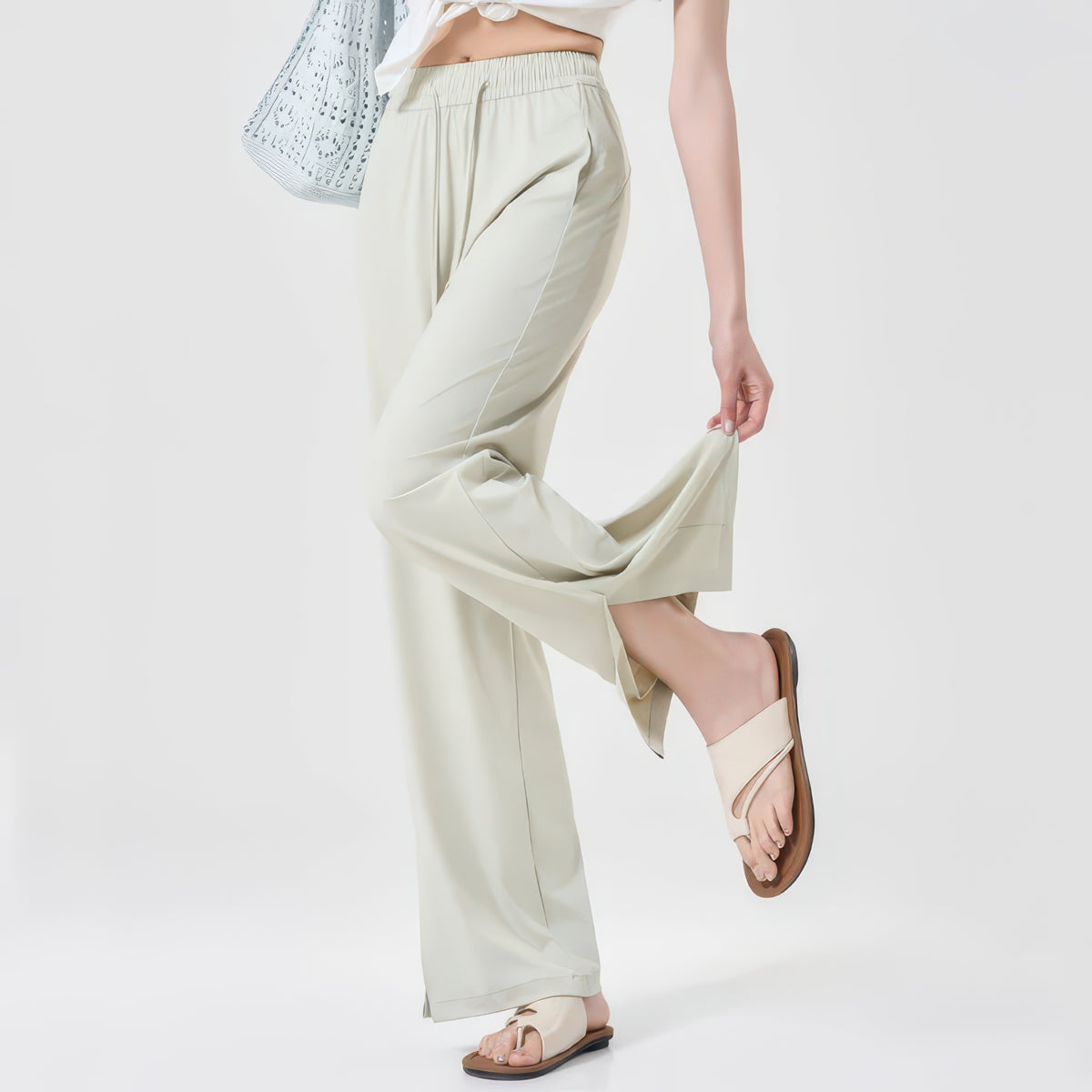 UPF 50+ Wide Leg Pants for Women with Side Slit, Lightweight Quick-Dry for Travel, Hiking and Everyday Wear