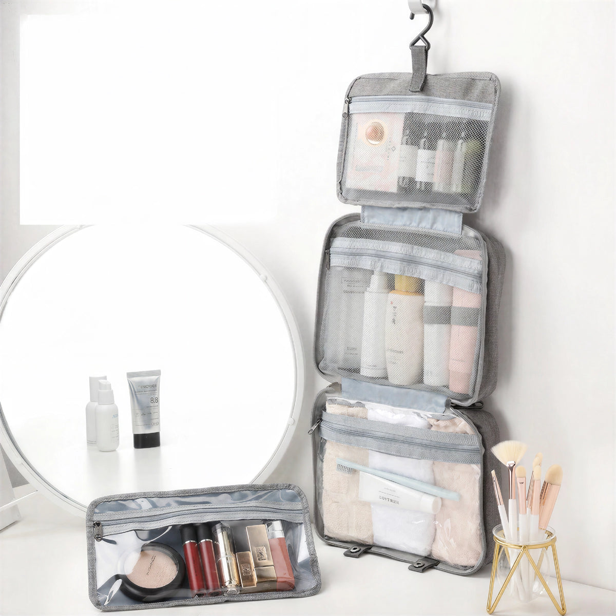 Hanging Toiletry Bag – Waterproof Folding Travel Organizer