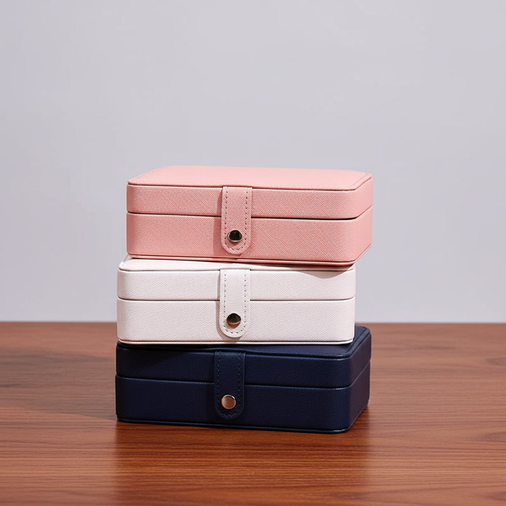 Leather Jewelry Box – Ring and Earring Display Organizer