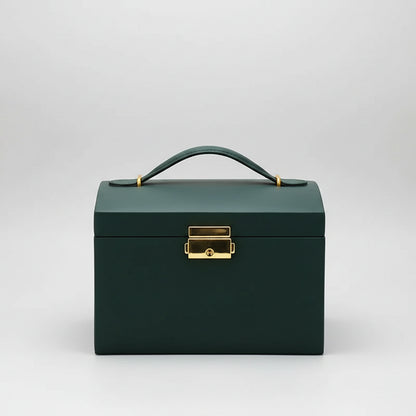 Drawer Jewelry Box – Three Layer Leather Lockable Case