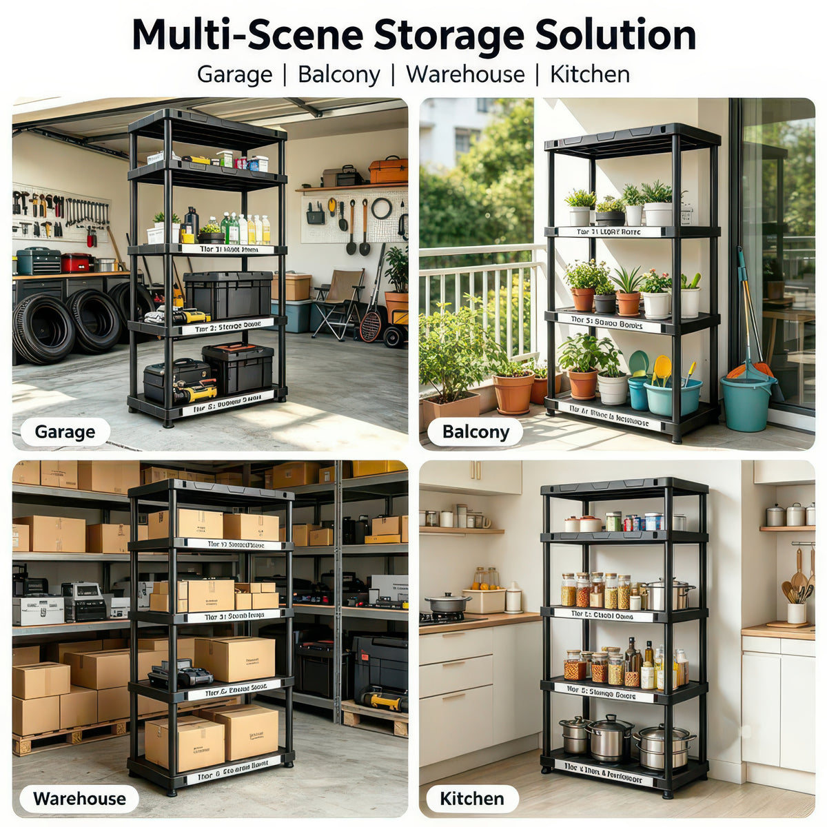 Strong Plastic Storage Shelving - Waterproof 4/5 Tier Rack
