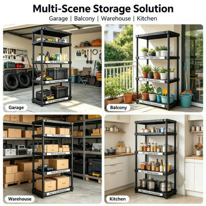 Strong Plastic Storage Shelving - Waterproof 4/5 Tier Rack
