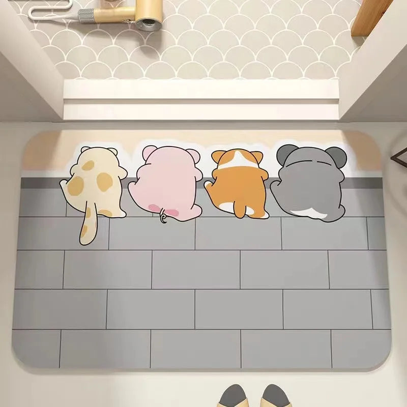 Cartoon Bathroom Mat - Playful Soft Foot Mat