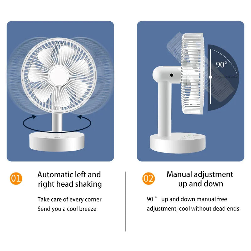 3600mAh USB Rechargeable Desk Fan with Four Speeds