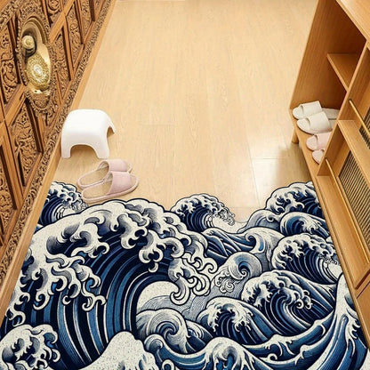 Wave Pattern Floor Mat - Soft Anti-Slip Home Rug