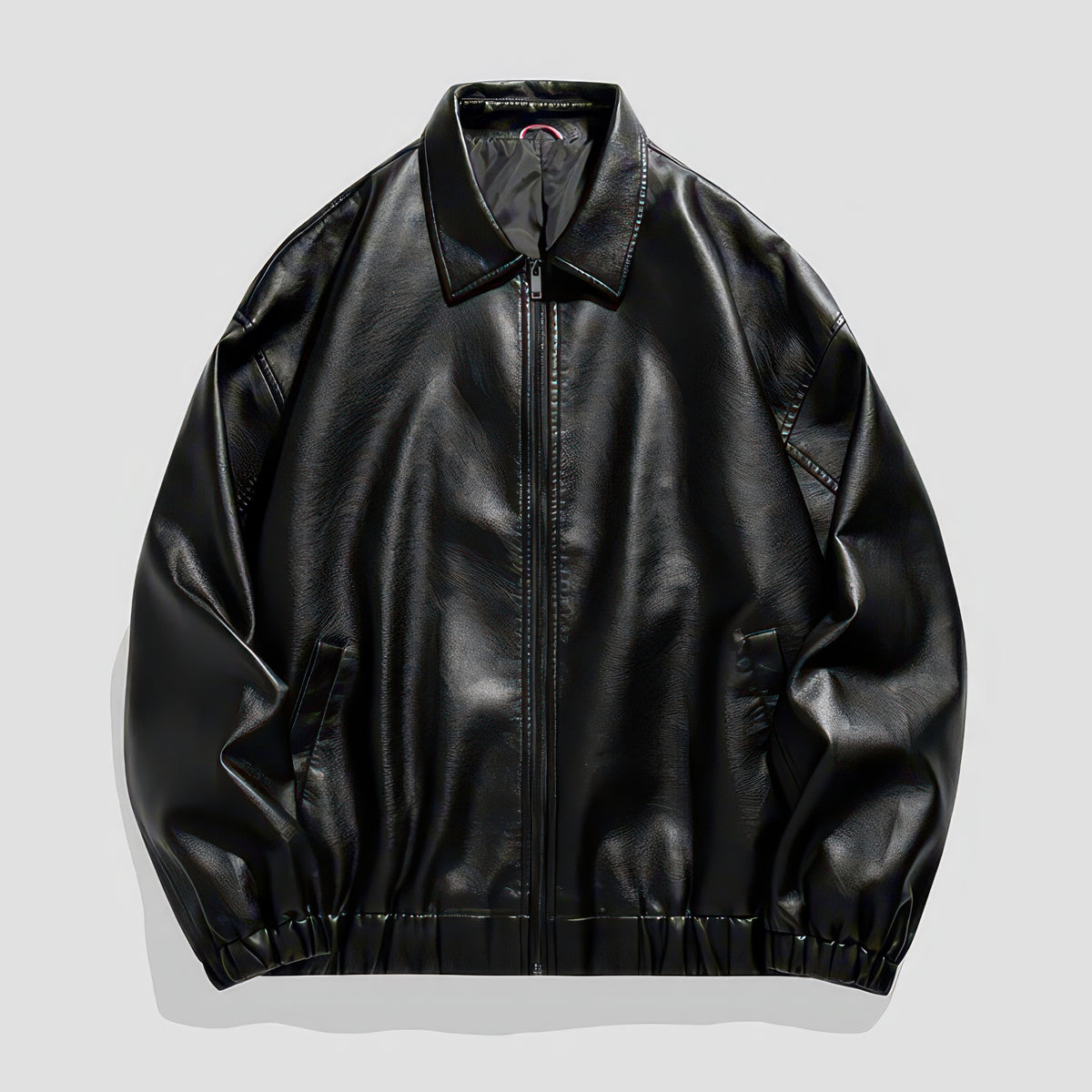 Unisex Faux Leather Bomber Jacket, Slim Motorcycle Coat for Autumn and Winter