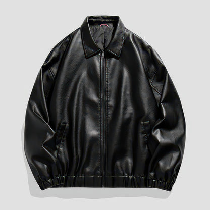 Unisex Faux Leather Bomber Jacket, Slim Motorcycle Coat for Autumn and Winter