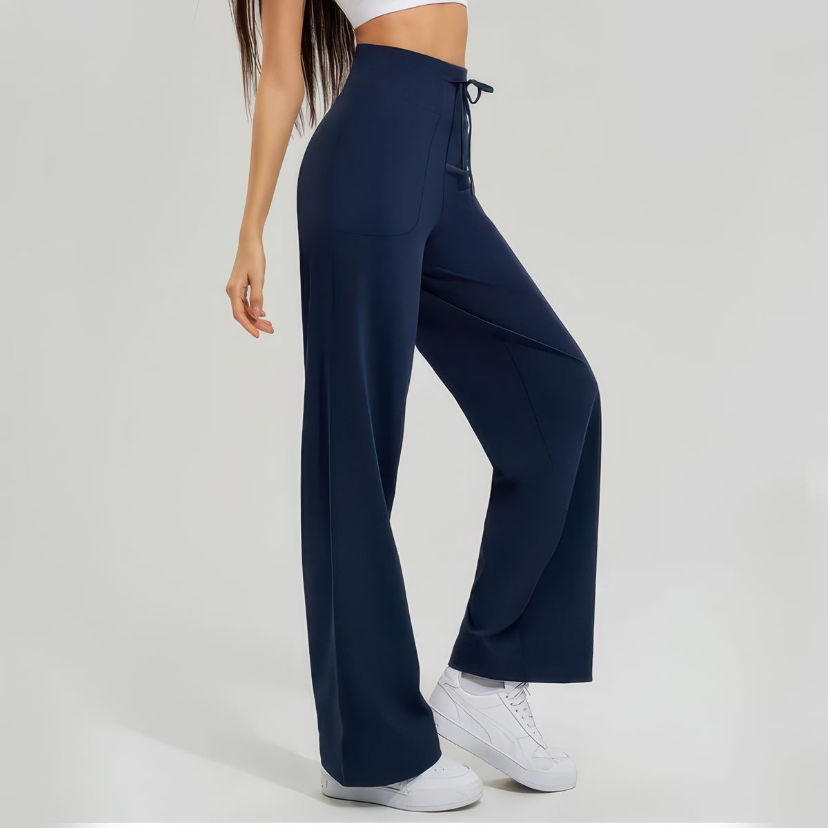 High-Waist Flared Wide Leg Yoga Pants for Women, Breathable Quick-Dry with Slash Pockets