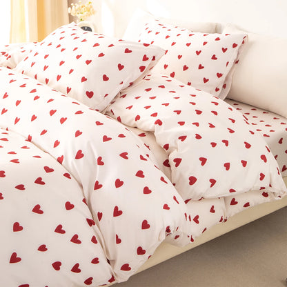 Printed Duvet Cover Set – Red Heart 3pcs Bedding Set