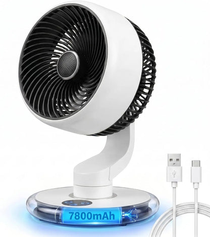 Rechargeable Desk Fan with 120° Oscillation and 90° Tilt