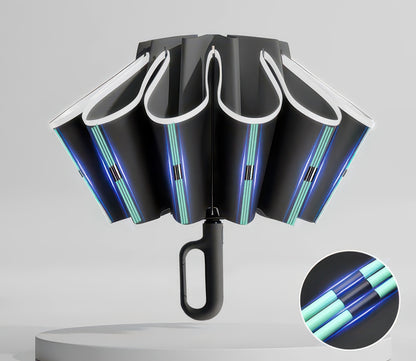 Automatic Reverse Folding Umbrella with Windproof Frame and Reflective Stripe