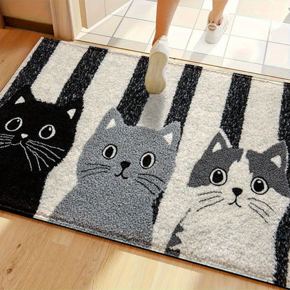 Cat Print Doormat - Waterproof Soft Floor Rug
