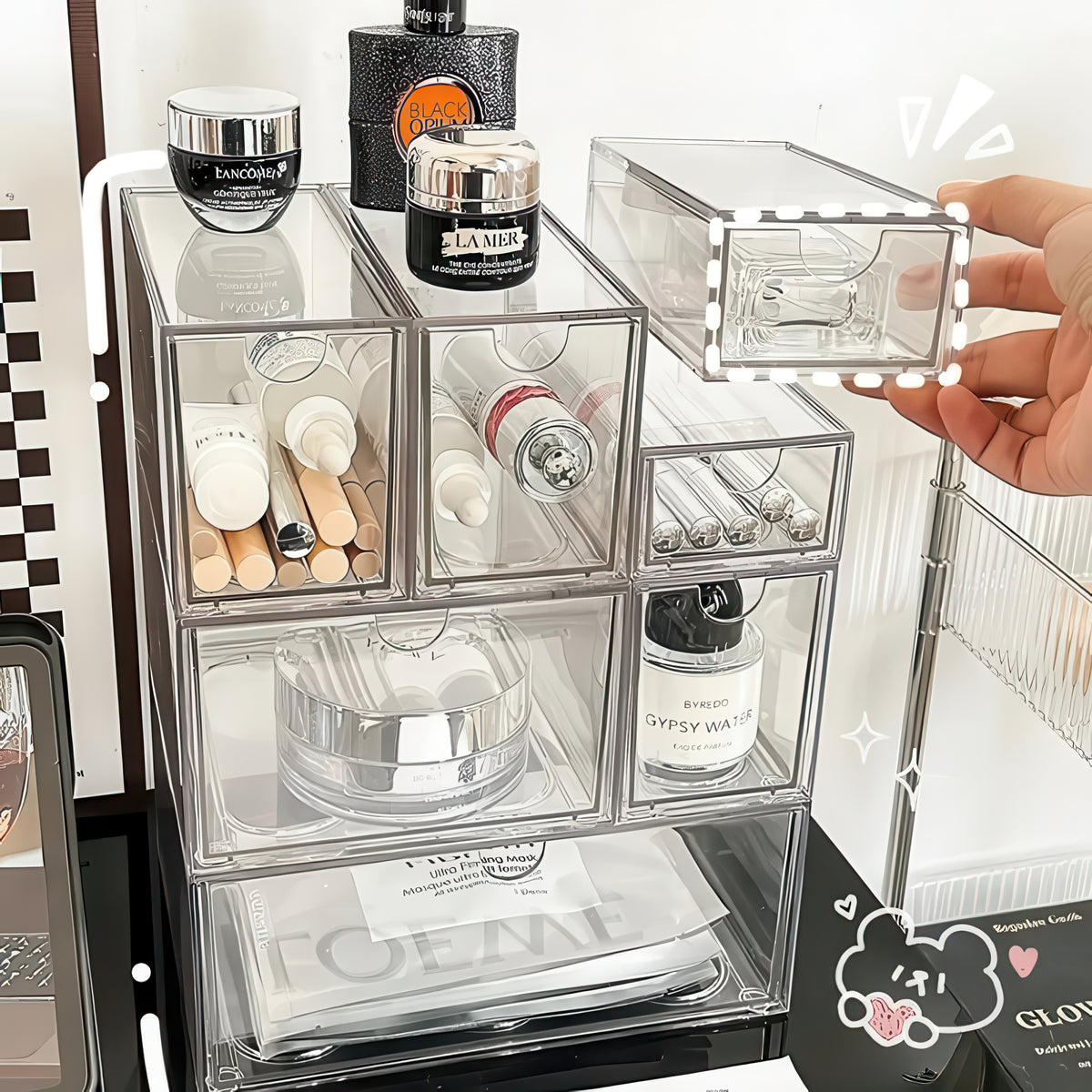 Acrylic Makeup Organizer – Dust-Proof Desktop Storage Box
