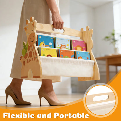 Baby Bookshelf - 2 Tier Montessori Wood Book Rack