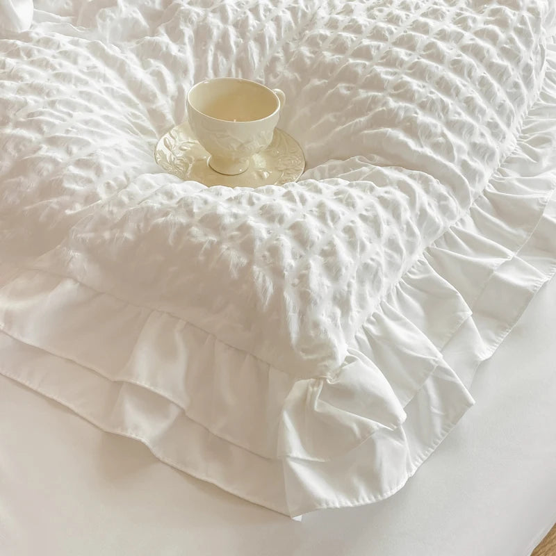 Seersucker Duvet Cover – Korean Lace 3pcs Bedding Set