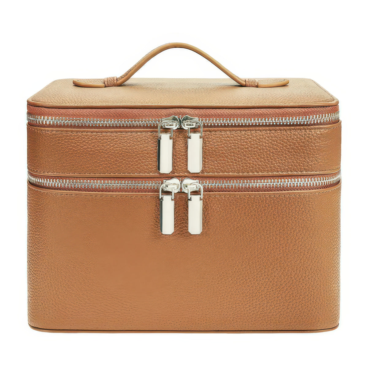 Double-Layer PU Makeup and Skincare Storage Box with Zipper