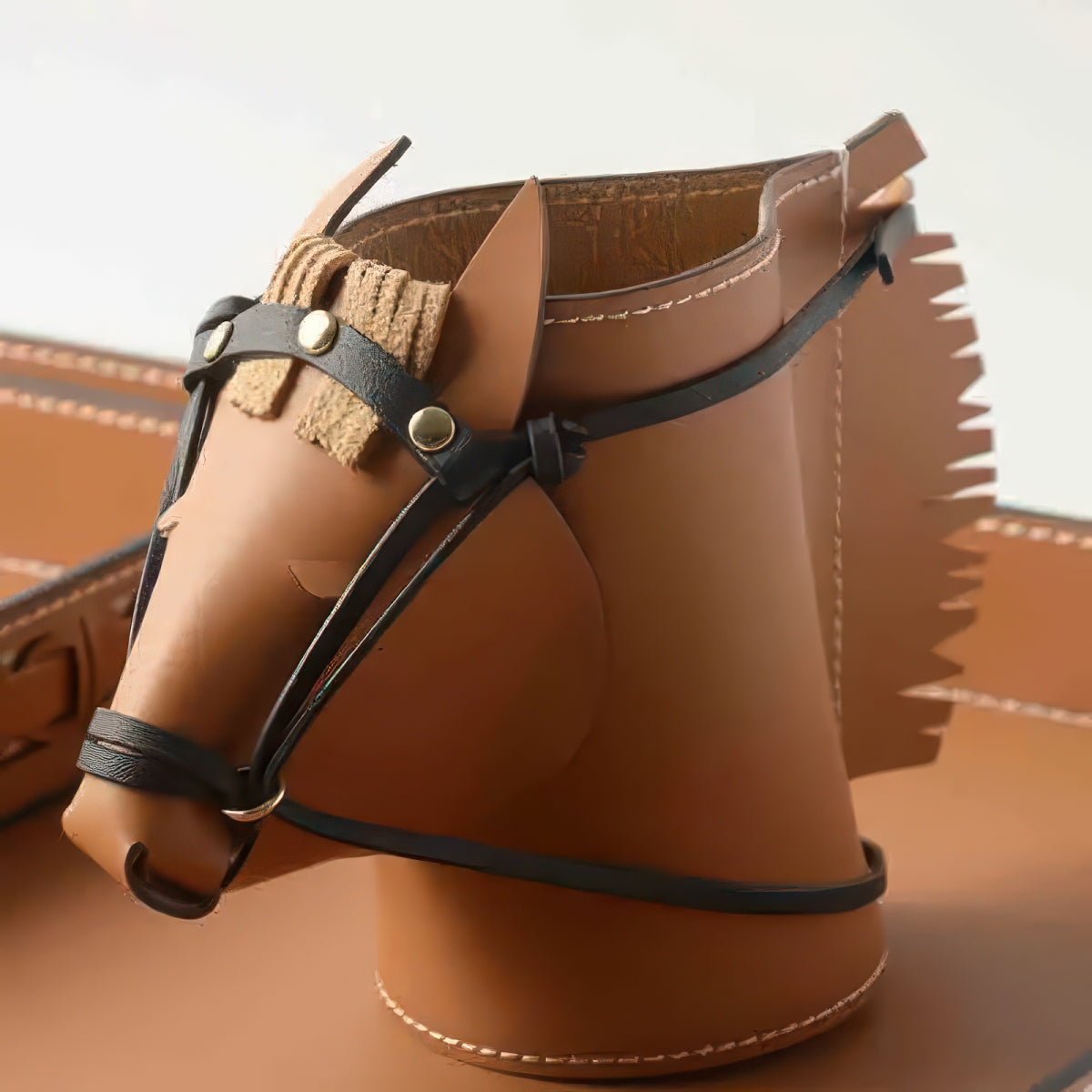 Horse-Head Leather Desk Organizer Box, Set of 1 or 3