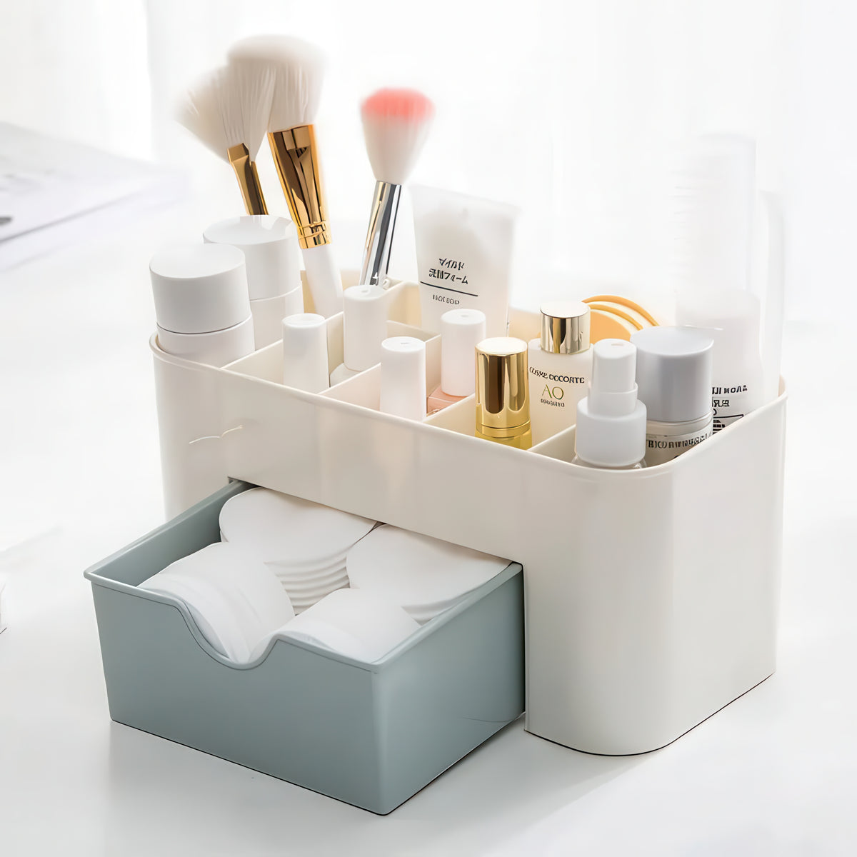 Makeup Organizer with Drawer – Acrylic Brush and Lipstick Holder