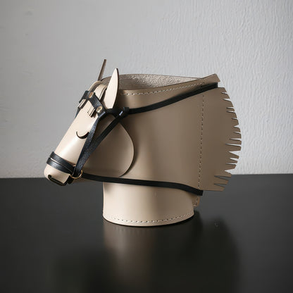 Horse-Head Leather Desk Organizer Box, Set of 1 or 3