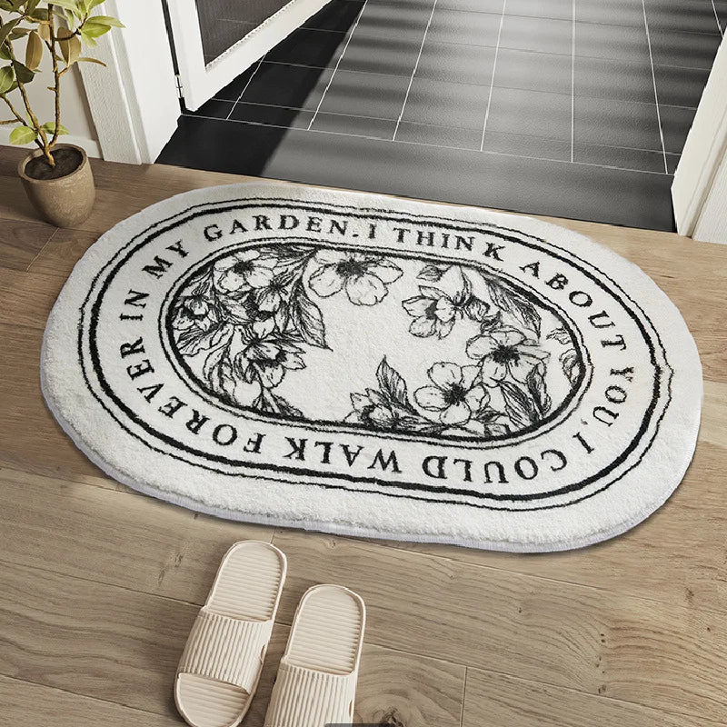Non-Slip Bath Mat - Floral Plush Absorbent Rug