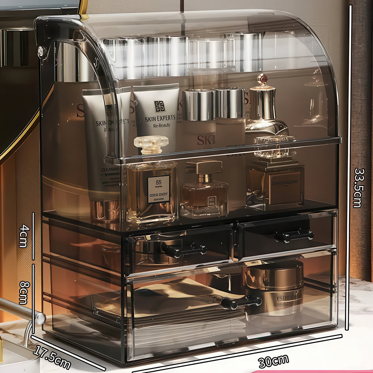 Clear Acrylic Drawer Organizer – Large Makeup & Perfume Storage