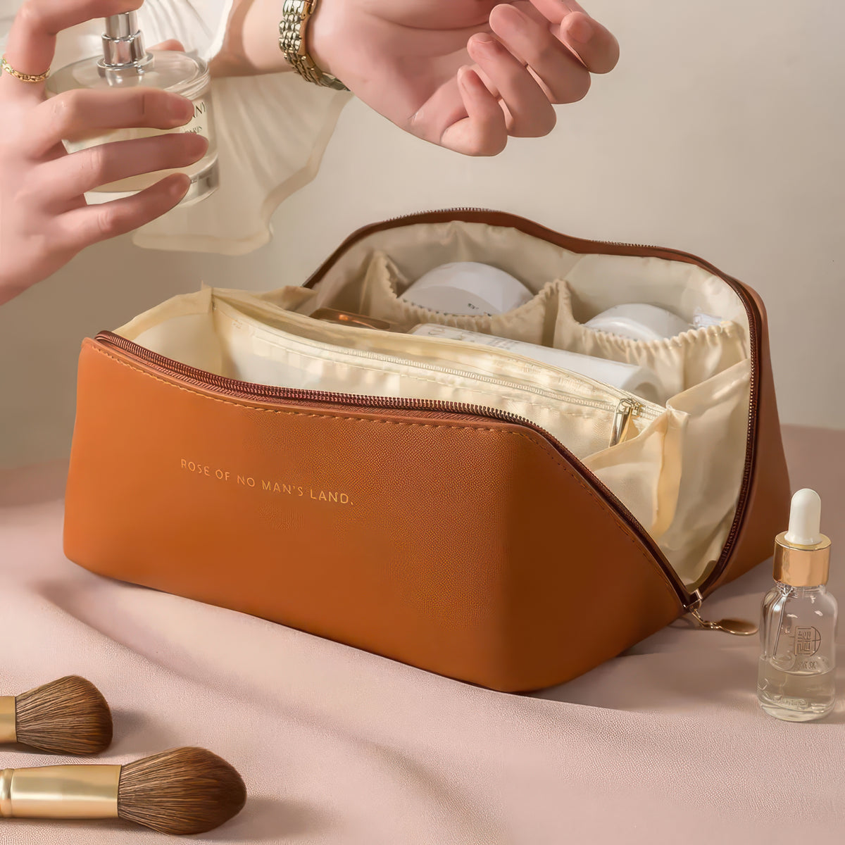 Zippered Makeup Organizer Bag for Travel and Daily Use