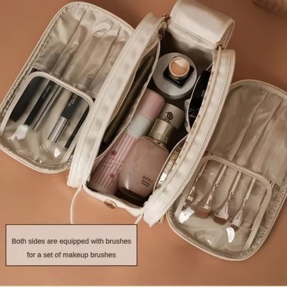 Large Capacity PU Leather Travel Makeup and Toiletry Bag