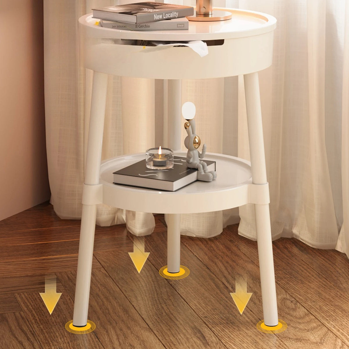 Round Coffee Table – Mobile Minimalist Nightstand