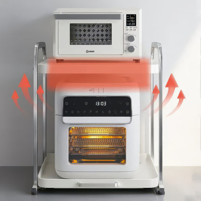 2-Layer Pull-Out Microwave Oven & Free-Standing Kitchen Storage Shelf