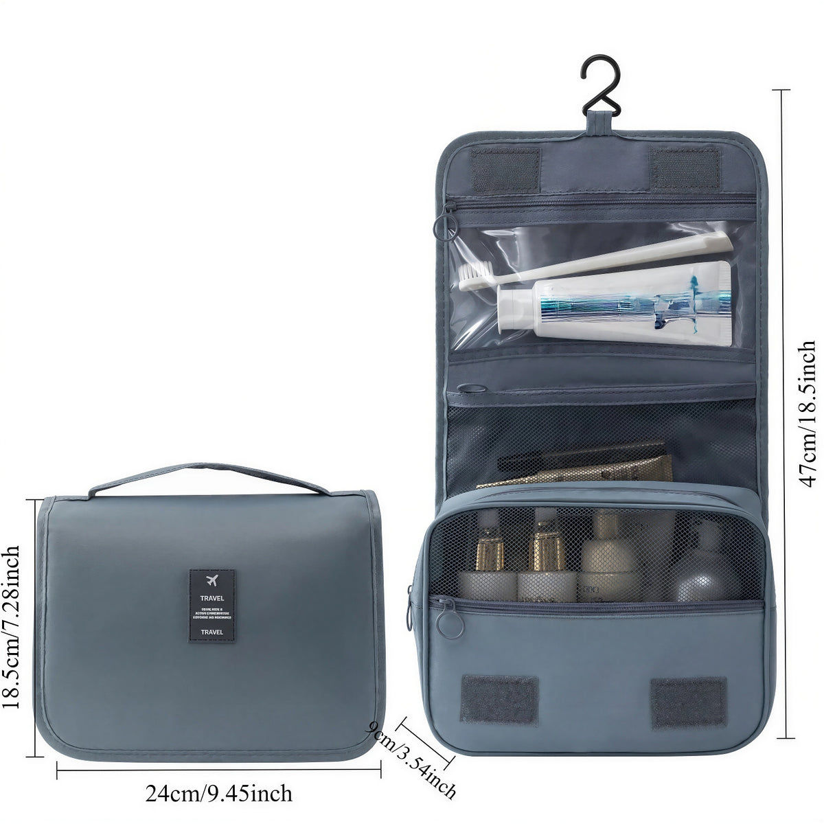 Toiletry Bag for Travel – Dry Wet Separation Hanging Organizer