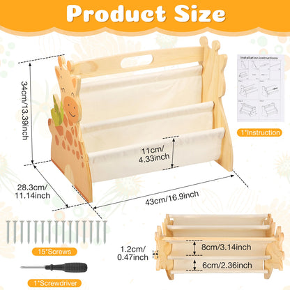Baby Bookshelf - 2 Tier Montessori Wood Book Rack