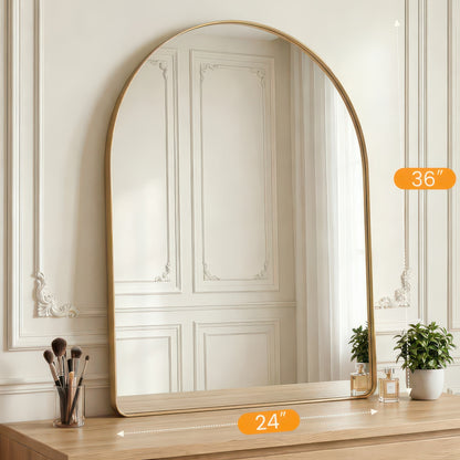 Groove Arched Full-Length Rounded Rectangle Wall Mirror - Matte Metal Frame