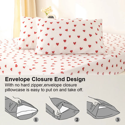 Printed Duvet Cover Set – Red Heart 3pcs Bedding Set