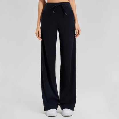 High-Waist Flared Wide Leg Yoga Pants for Women, Breathable Quick-Dry with Slash Pockets